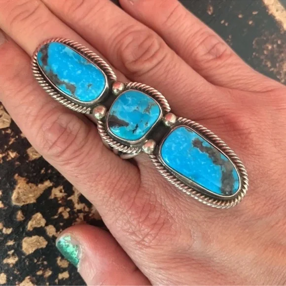 Vintage silver turquoise ring - Picture 9 of 10